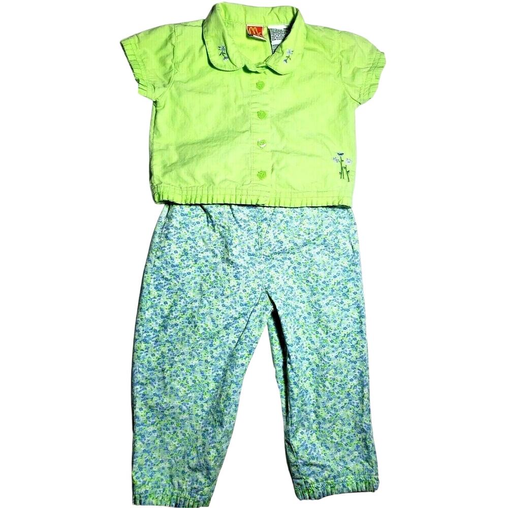 Vintage McDonald's Sears McKids Girls Pajama Set 18m 24m Pants Floral Outfit